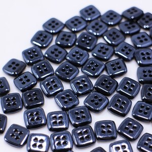 Metallic Dark Blue Square Button, Rectangular Shaped, Four Holes, for ...