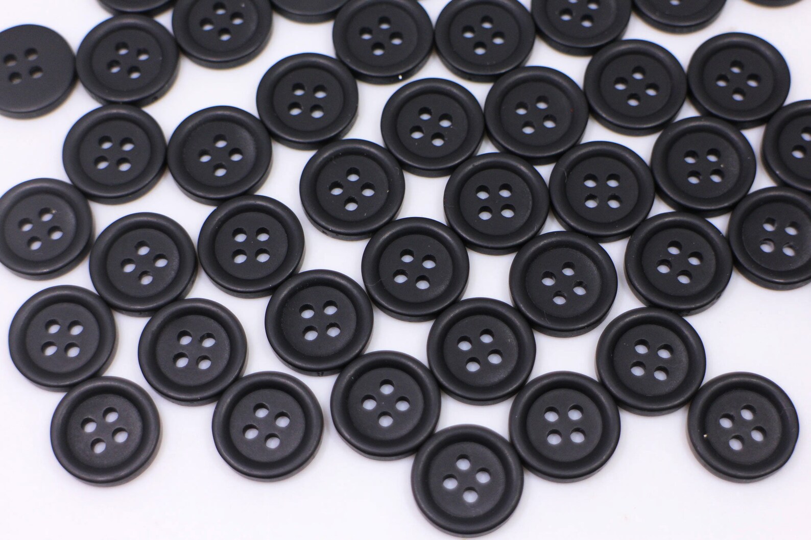 Matte Black Buttons Four Holes Buttons Rasied Edge Buttons - Etsy