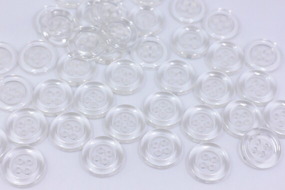 Large Clear Buttons, Transparent, Four Holes, for Sewing