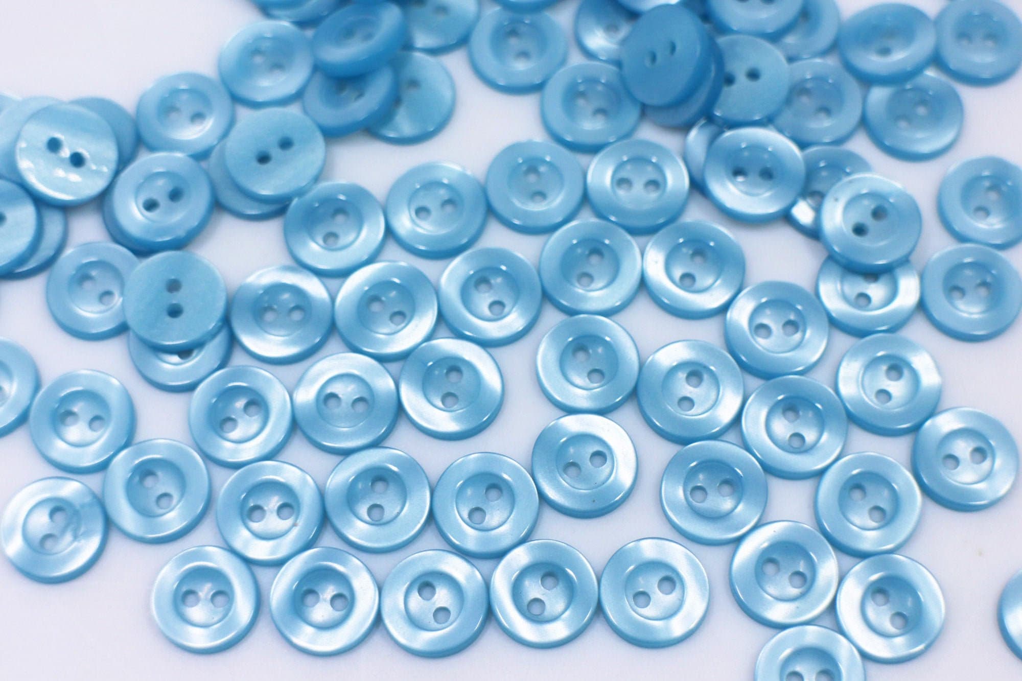 Light Blue Buttons, Sky Blue Color, Shiny Finish, Raised Wide Edge, Small  Size, Two Holes, for Blouse Shirt Sewing DIY, 10mm, 0.4inch -  Finland