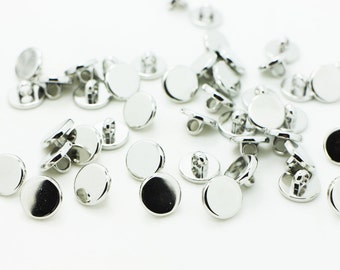 Silver Shank Buttons, Flat Top, Simple, Elegant Stylish, For Sewing Shirt, Round Shape, 10mm, 11mm, 0.4inch, 0.43inch, Made of ABS Plastic