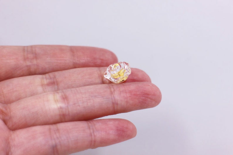 Clear Flower Buttons, Rose Floral Shaped, Clear and Gold Color, For Sewing Cardigan Wedding Dress Blouse,12.5mm, Elegant Romantic Classy DIY image 7