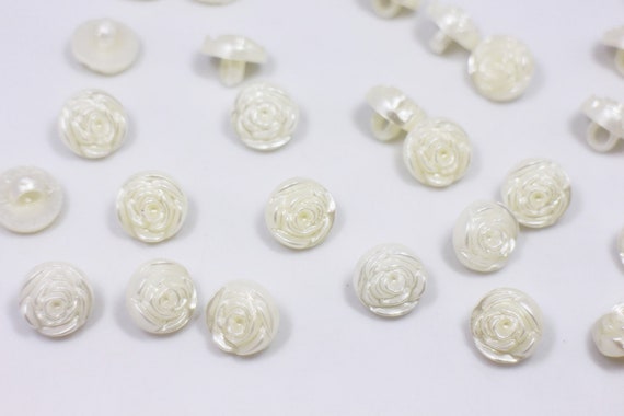 5x Rose Flower Crystal Pearl Shank Buttons for Wedding Dress Decoration 18mm