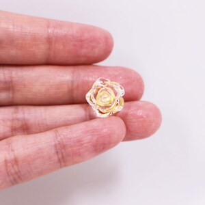 Clear Flower Buttons, Rose Floral Shaped, Clear and Gold Color, For Sewing Cardigan Wedding Dress Blouse,12.5mm, Elegant Romantic Classy DIY image 6