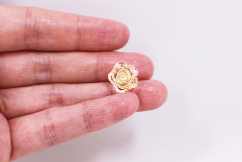 Clear Flower Buttons, Rose Floral Shaped, Clear and Gold Color, For Sewing Cardigan Wedding Dress Blouse,12.5mm, Elegant Romantic Classy DIY image 6