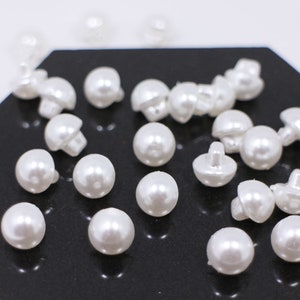 Pearl White Shank Buttons, Mushroom Shape, For Sewing Cardigan Wedding Dress Blouse, Decorative Elegant, Vintage Style, Small Size, 10mm