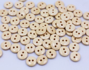 極小ベージュ木製ボタン、10 mm、0.39インチ、ミニサイズ、天然木素材