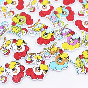 Huhn Holzknöpfe, Cartoon Henne Form, 2 Löcher, Flach Große Größe, Gemischte Farben, Tier Thema, Bauernhof Zoo Liebhaber Basteln DIY Liefert,29mm