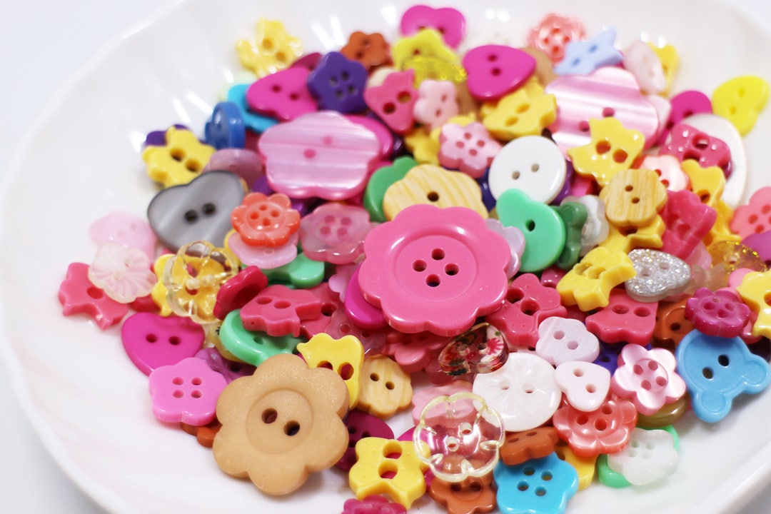 100 Assorted Craft Buttons, Mixed Lots, Random Colors, for DIY Craft ...