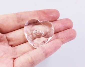 Clear Heart Buttons, Two Holes, Made of Acrylic, Shiny Elegant, Heart-shaped, Transparent, Small to Large Size, For Coat Jacket Sweater DIY