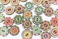 Bohemian Wooden Button, BOHO Pattern, Hippie Style, Green Brown Beige, Assorted Colors, 2 Holes, Aztec Pattern, For Sweater DIY, 20mm,0.78in product logo