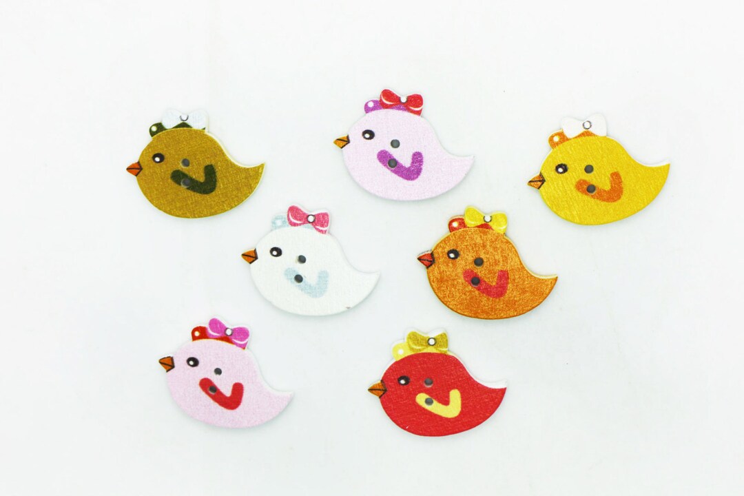 Chicken Wooden Button, Cartoon Bird Shaped, Animal Theme, 2 Holes, for ...