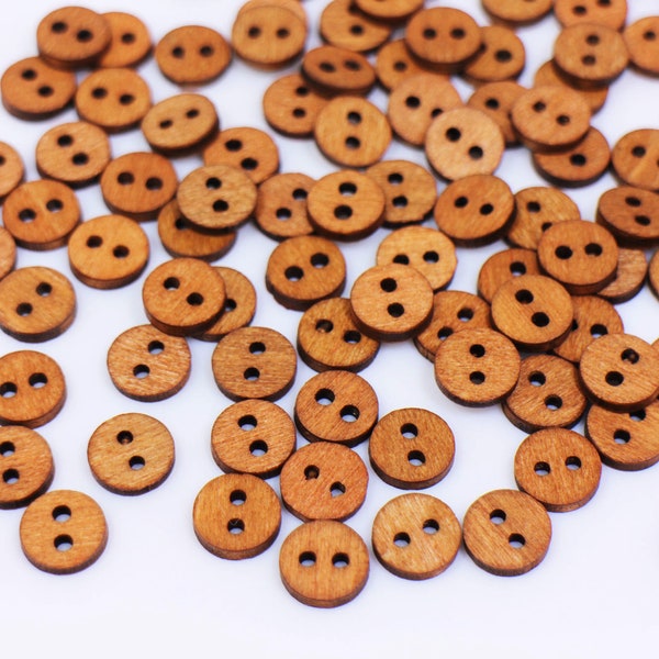 Small Wooden Buttons, Two Holes Wood Buttons, Brown Sewing Buttons, Blouse Buttons, Shirt Buttons, botón de madera, 10mm