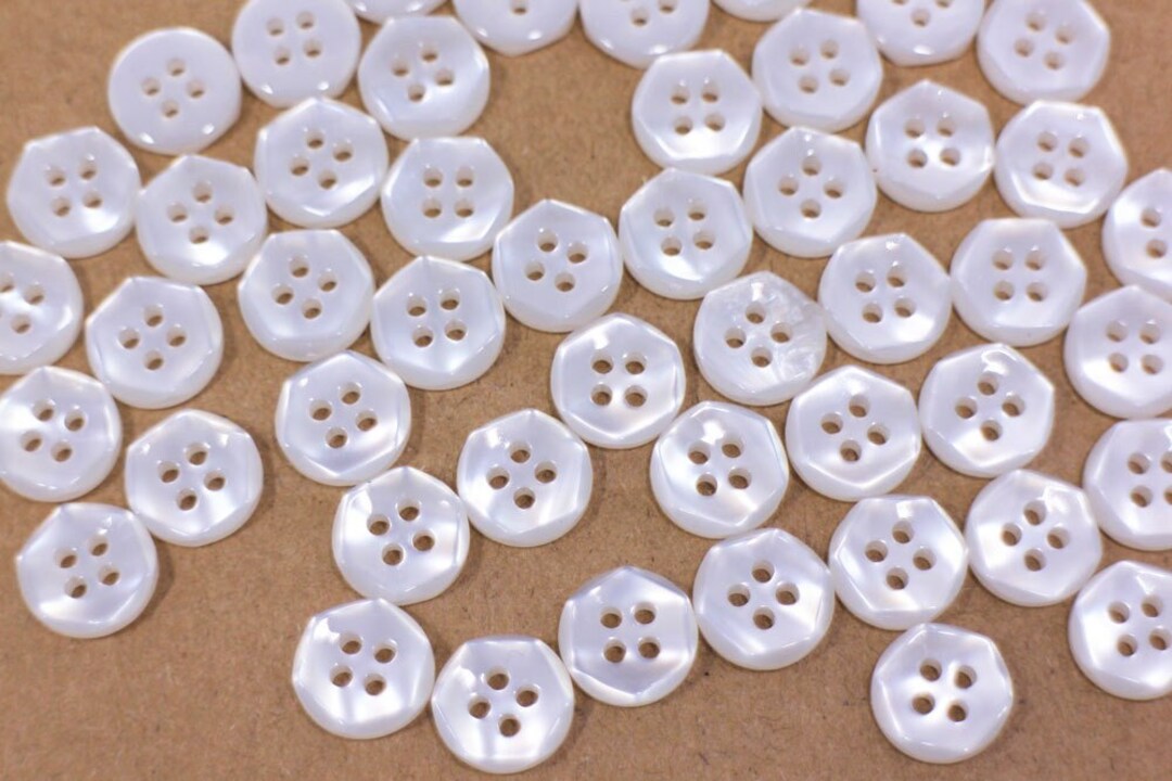 White Hexagon Buttons, Special Irregular Shape, Bowl Shape, Four Holes ...