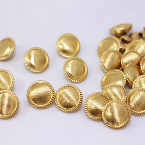 Boutons à tige en métal doré, couleur dorée, motif rayé, style rétro vintage, pour coudre un pull veste blazer, 15 mm, 0,6 pouce, rond image 4