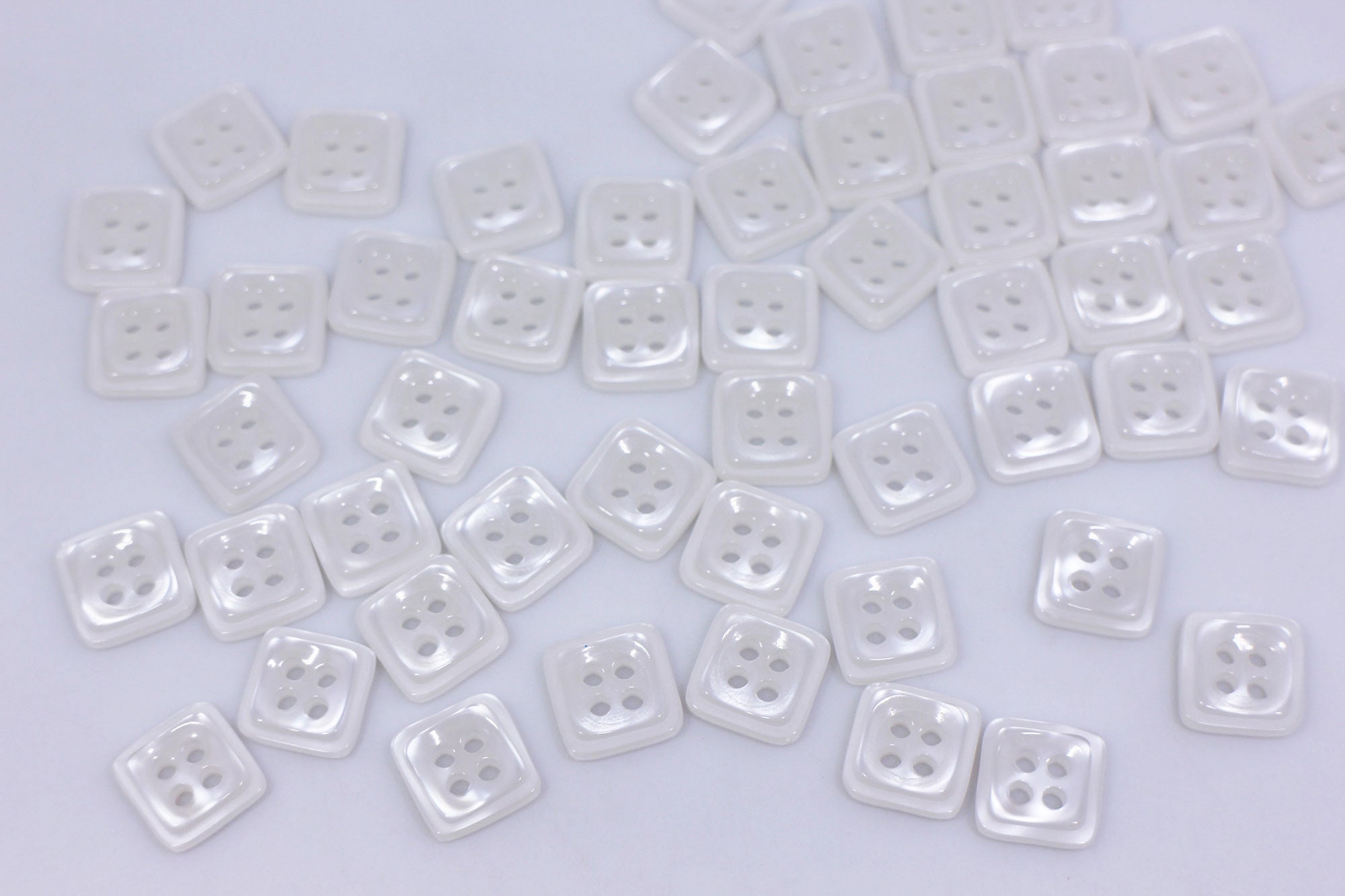 Weißer quadratischer Knopf Vier Löcher Nähknopf Bluse Hemd | Etsy