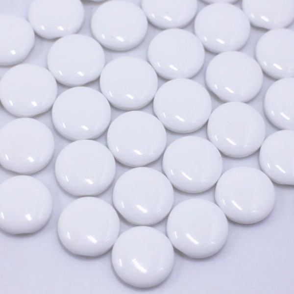 White Tunnel Shank Buttons, Back Hole, Glossy Finish, Solid Color, For Sewing Doll Cloth Cardigan Blouse Shirt, Back Hole, 9mm, 11.5mm, 15mm