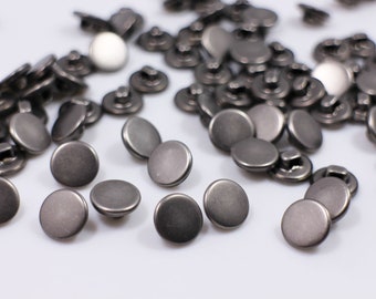 Dark Silver Metal Shank Buttons, Antique Dark Silver Color, Flat Top, For Sewing Cardigan Shirt, 13mm, Half Inch, Vintage Style, Rustic