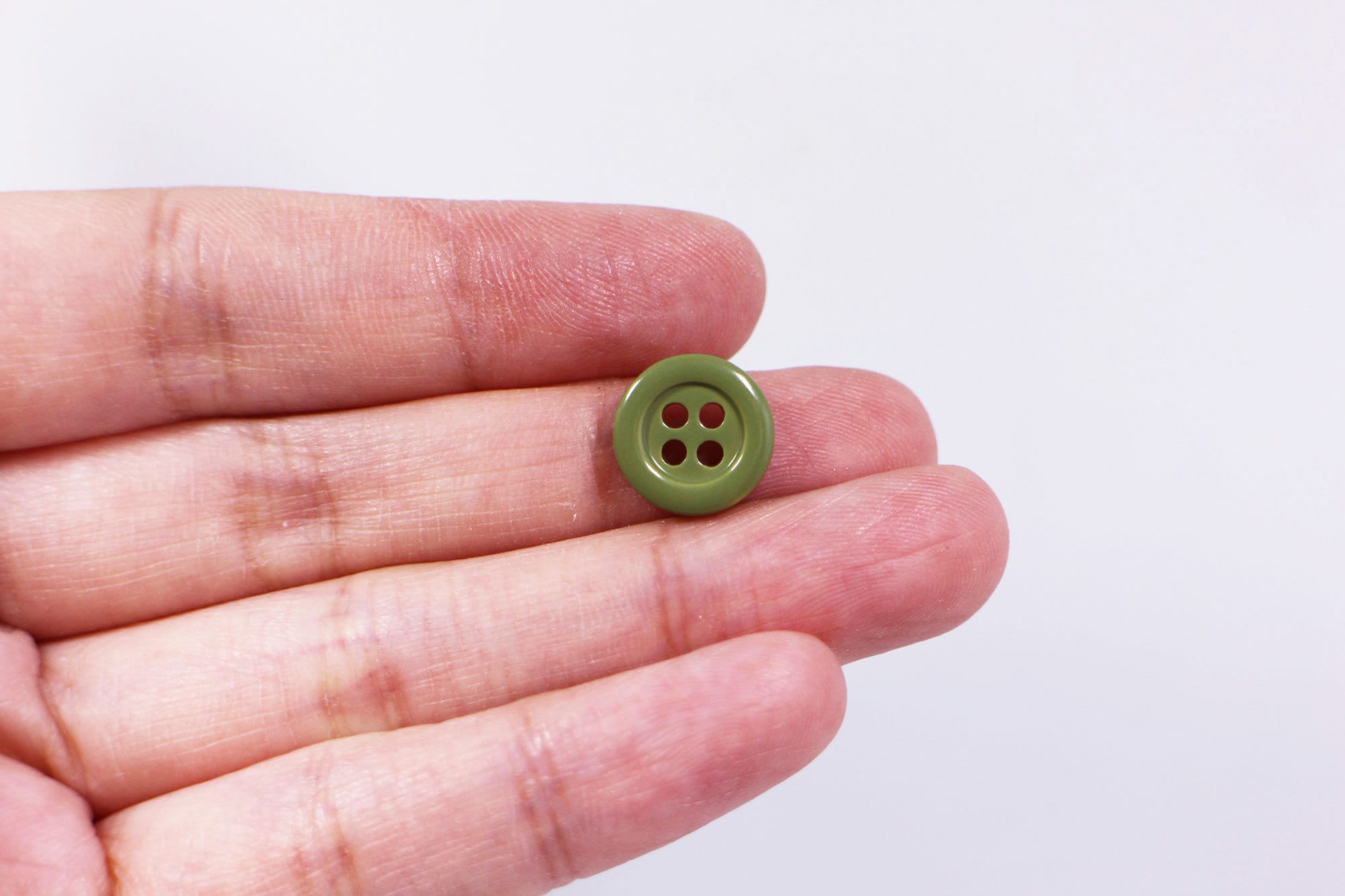 Army Green Buttons, Dark Green Color, Glossy Finish, Four