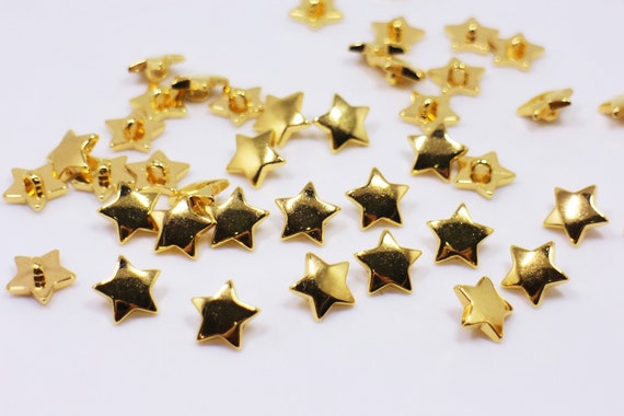 Star Shank Buttons, Gold Color, Star-shaped, for Decoration