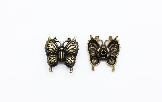 Butterfly Metal Snap Fastener, Butterflies Snap Buttons, Antique