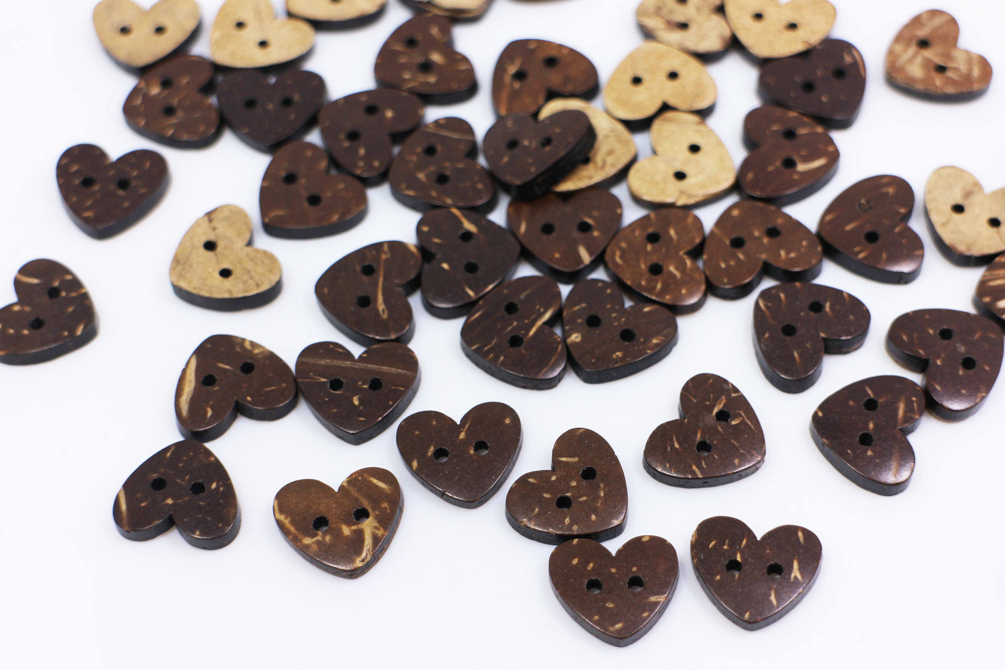 Heart Shaped Coconut Shell Button Brown Heart Buttons Two | Etsy