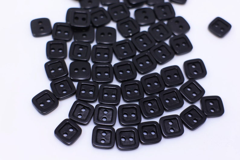 Matte Black Square Shape Buttons, Extra Small Size, Solid Color, Raised ...