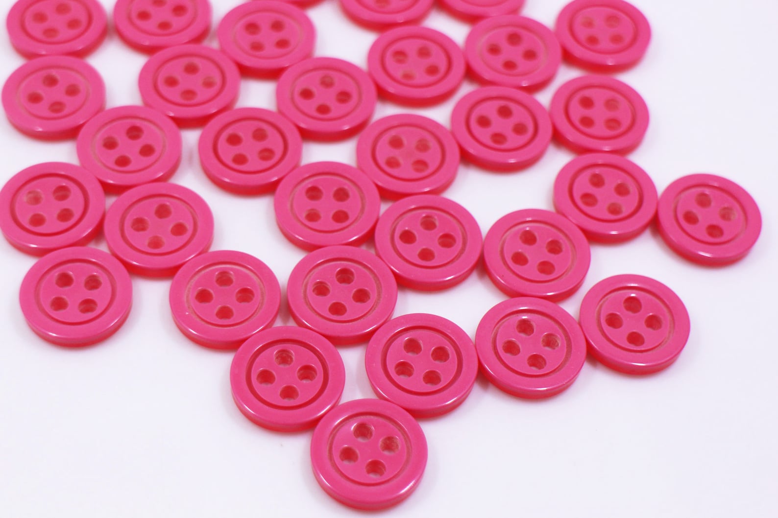 Large Pink Buttons Dark Pink Buttons Four Holes Resin Sewing Etsy