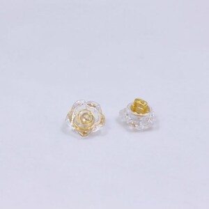 Clear Flower Buttons, Rose Floral Shaped, Clear and Gold Color, For Sewing Cardigan Wedding Dress Blouse,12.5mm, Elegant Romantic Classy DIY image 9