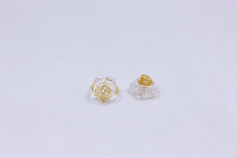 Clear Flower Buttons, Rose Floral Shaped, Clear and Gold Color, For Sewing Cardigan Wedding Dress Blouse,12.5mm, Elegant Romantic Classy DIY image 9