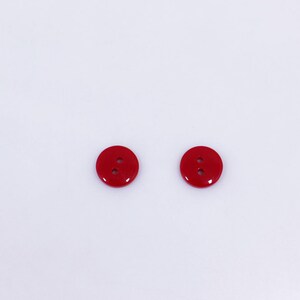Small Red Button, Glossy Finish, Two Holes, Smooth Edge, Round Shape, Bright Red Color, For Sewing DIY Shirt Blouse Cardigan, 10mm 0.4inch image 4