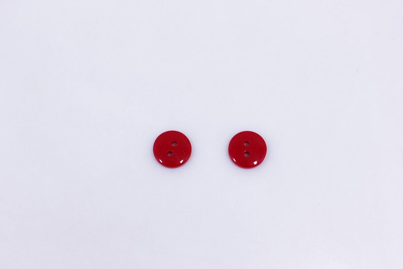 Small Red Button, Glossy Finish, Two Holes, Smooth Edge, Round Shape, Bright Red Color, For Sewing DIY Shirt Blouse Cardigan, 10mm 0.4inch image 4