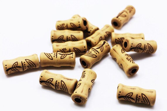 Ethnic Pattern Bead Floral Tribal Bohemian BOHO Brown Tube Shape Long 26mm 20pcs Ethnic Pattern Bead Floral Tribal Bohemian BOHO Brown Tube Shape Long 26mm 20pcs