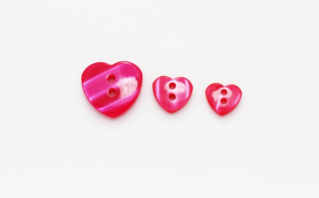 Cherry Red Heart Button, Hearts Shape, Two Holes, Resin Made, for ...