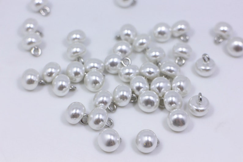 White Pearl Shank Buttons, Pearl Buttons With Silver Metal Shank, for ...