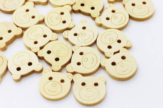 Wooden Buttons ~ 30 x Teddy Beads