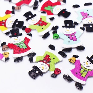 Schneemann-Taste, Weihnachts-Taste, Cartoon Xmas Button, Kinder Baby-Taste, dekorative Holz Knöpfe, zwei Löcher nähen auf Knöpfe, 34mm