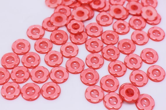 10, 14mm 22L Hot Pink Flower Shaped Resin Buttons, Pink Flower Buttons,  Pink Opalescent Buttons, Pink Craft Buttons, Craft Supplies 