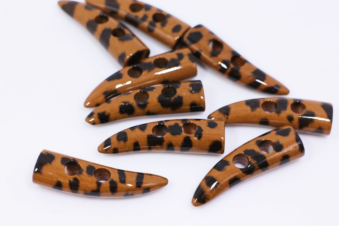 Tiger Shell Button Tiger Print Toggle Button, Large Size, Brown Color, Animal Printed, Two ...