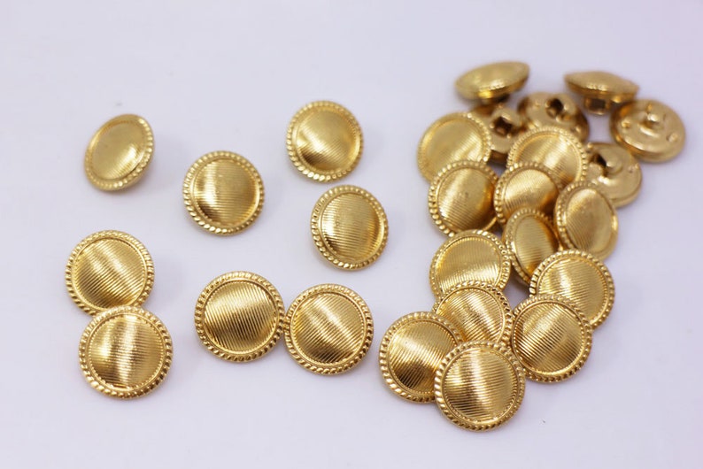 Boutons à tige en métal doré, couleur dorée, motif rayé, style rétro vintage, pour coudre un pull veste blazer, 15 mm, 0,6 pouce, rond image 5