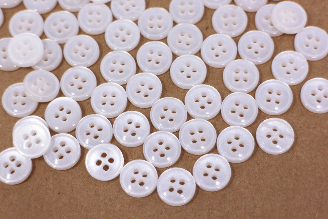 White Buttons, Cream White Color, Small Glitter Shimmer, Raised Top ...