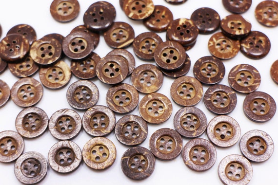 Coconut Shell Buttons 12MM 4 Holes Brown Set of 25 / Buttons for