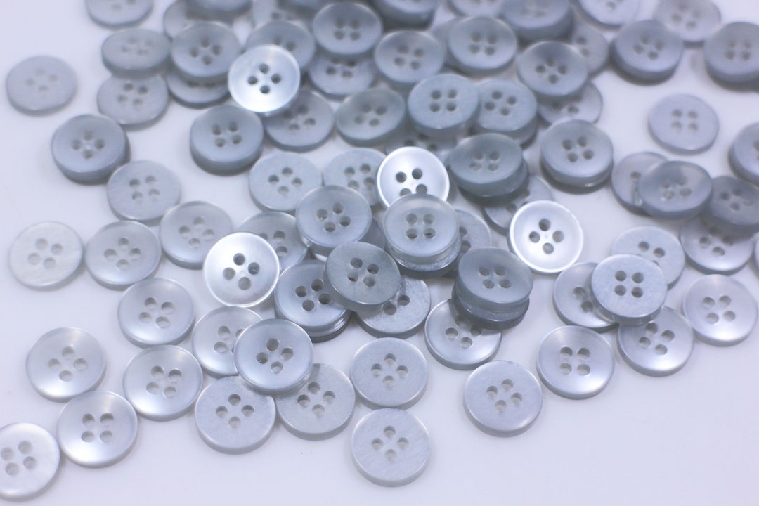 Shiny Grey Buttons, Gray Color, Semi-transparent Clear, Four Holes ...