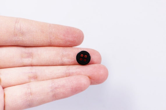 50 mini botones negros, tamaño extra pequeño pequeño, hecho de