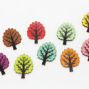 Baum Holzknopf, Kinderknopf, Babyknopf, Regenbogenfarben Knopf, Dekoknopf, Bunter Knopf, Naturholzknöpfe, groß, 32mm
