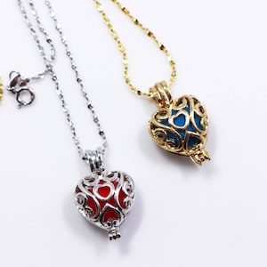 Collier Diffuseur d'Huile Essentielle de Coeur, Découpe en Filigrane de Fleur, Pendentif Médaillon de Cas, Chaîne en Argent s925, Pour Diffuseur de Parfum d'Huile d'Aromathérapie