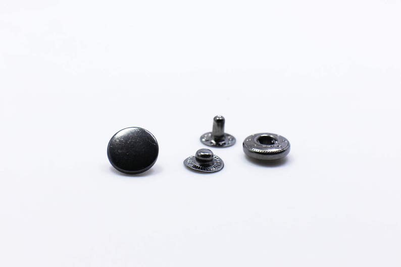 Model 633 Gun Metal Black Snap Buttons Snaps Popper Silver Press Stud