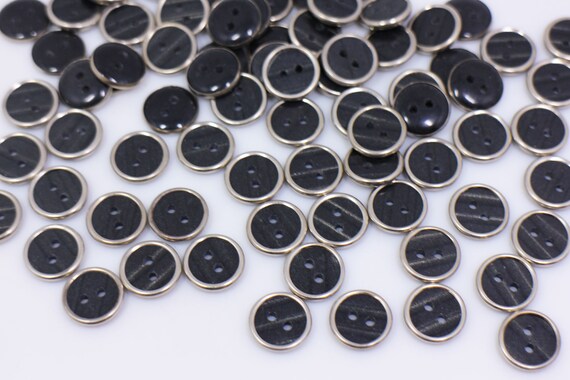 Buy Black and Silver Edge Buttons Two Holes for Sewing Men