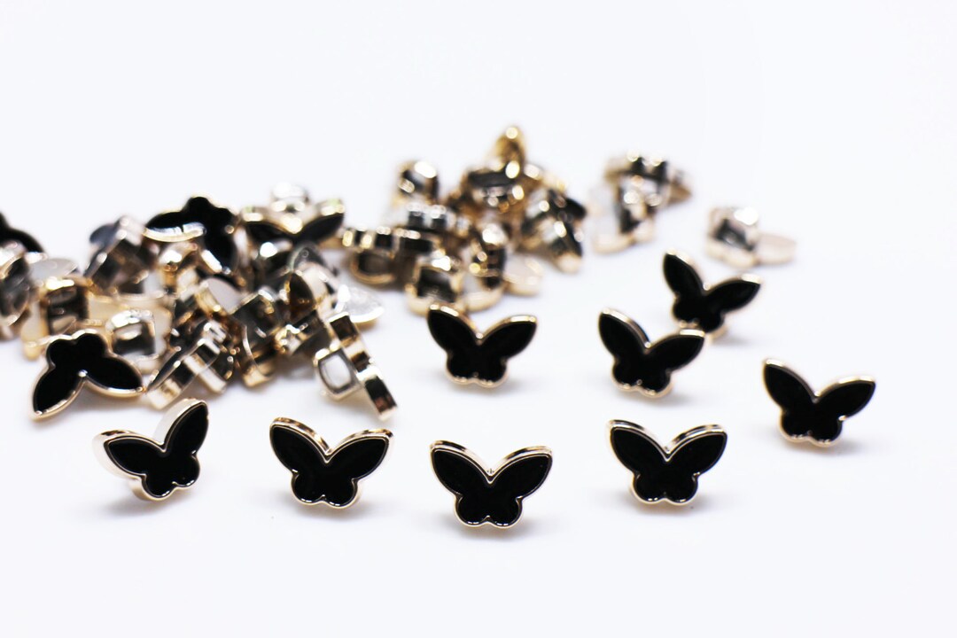 Black Butterfly Shank Button, Butterflies Shape, for Blouse Dress ...