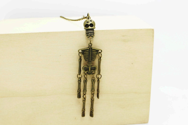Skeleton Dangling Earrings Hippie 3D Charm Jewelries Set Antique Bronze Charm Skeleton Pendant Necklace Halloween Accessories Hipster